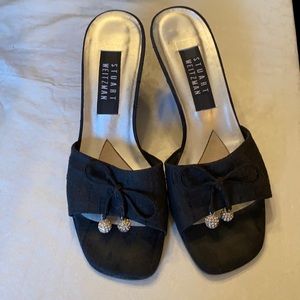 Stuart Weitzman silk dress slides
